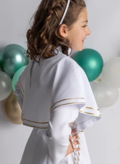 Aube de communion fille + cape brodée + cordon