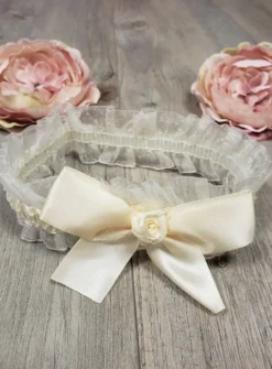 Bandeau bébé noeud satin Ivoire - Ecru