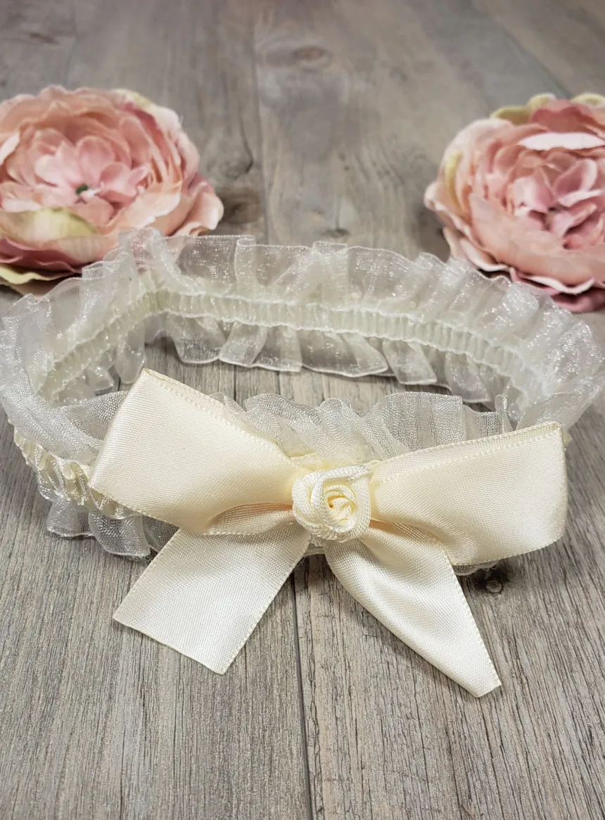Bandeau bébé noeud satin Ivoire - Ecru