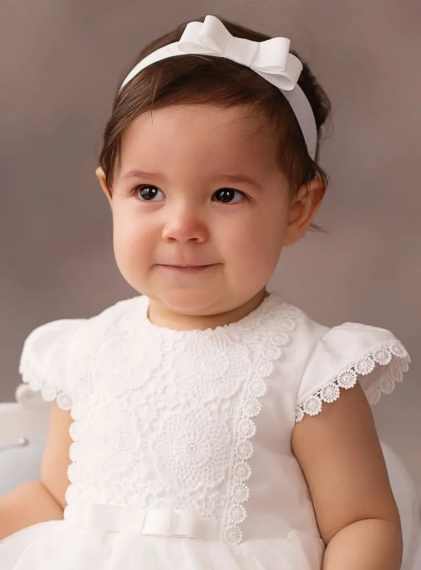 Bandeau bébé petit noeud Ivoire - Ecru