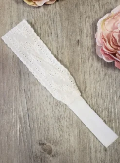 Bandeau blanc broderie anglaise bébé fille Blanc