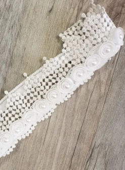 Bandeau couronne crochet bébé fille Blanc