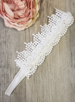Bandeau couronne crochet bébé fille Blanc