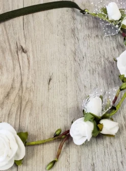 Bandeau de cérémonie fleurs et tiges Blanc