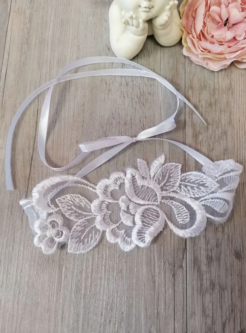 Bandeau dentelle bébé ou petite fille Blanc