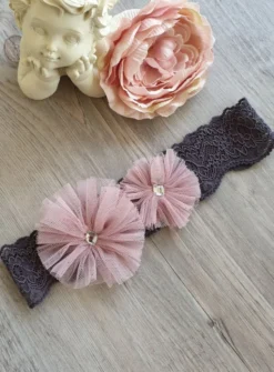 Bandeau dentelle et tulle vieux rose Vieux rose