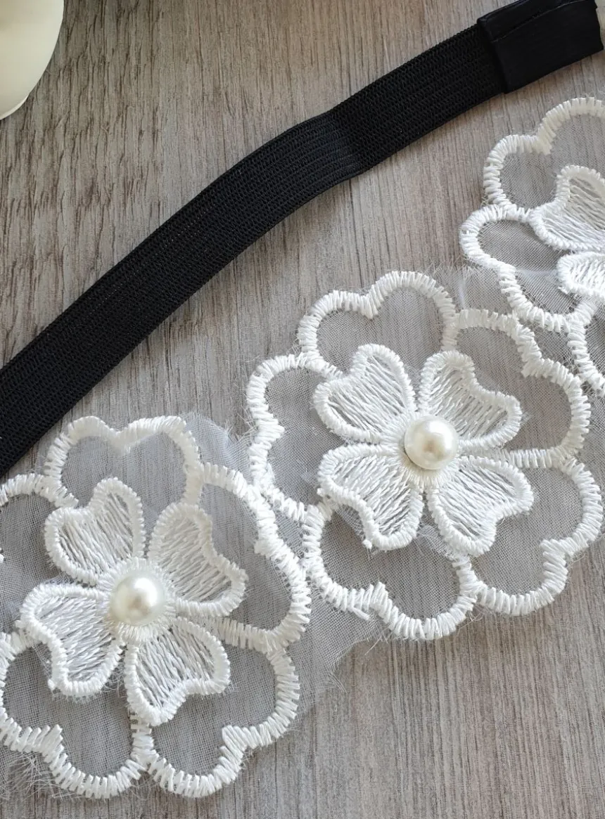 Bandeau dentelle femme ou enfant Ivoire - Ecru