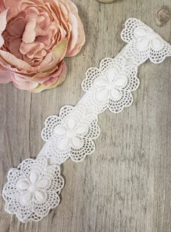 Bandeau dentelle fleur petite fille Blanc