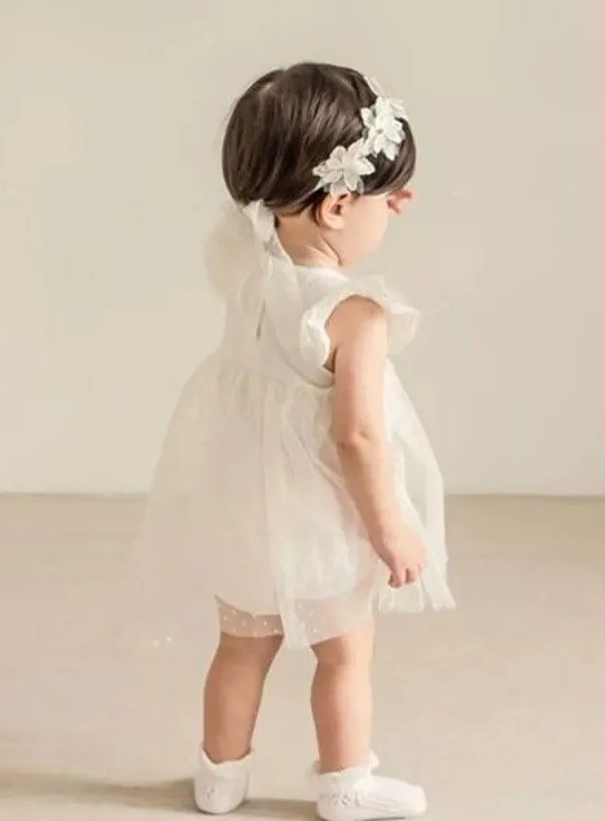 Bandeau fleur dentelle fille Blanc