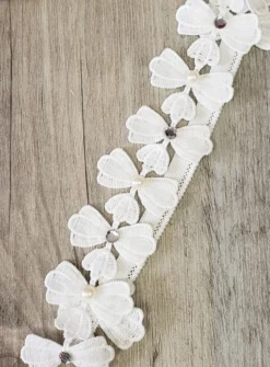 Bandeau fleurs avec perles et strass Blanc
