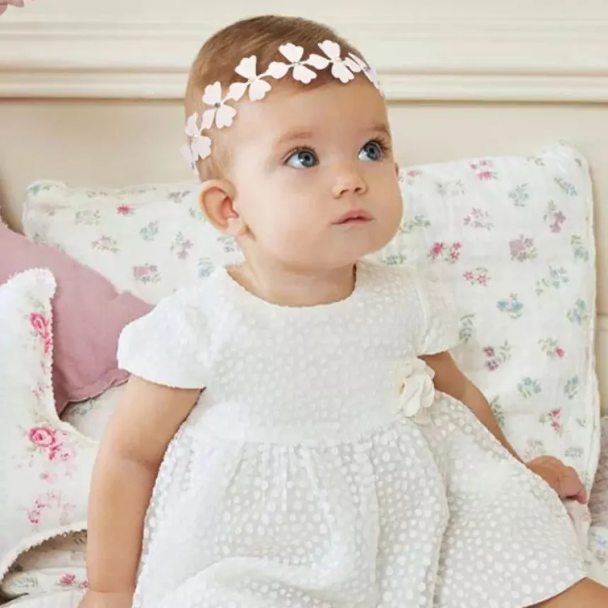 Bandeau fleurs avec perles et strass Blanc