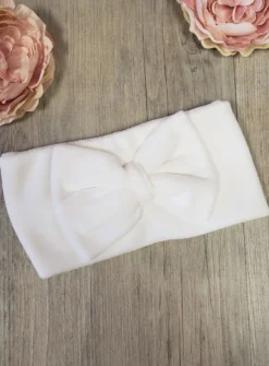 bandeau nœud bebe velour doux Blanc