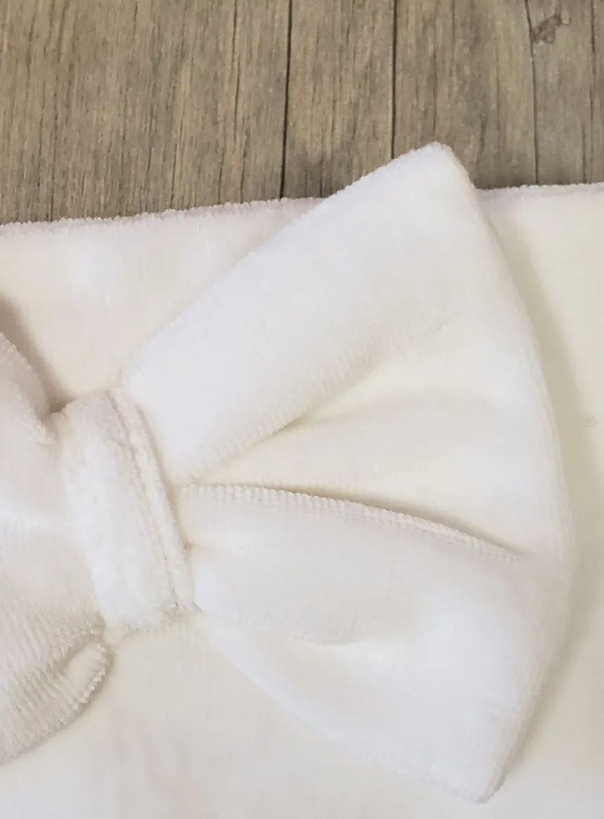 bandeau nœud bebe velour doux Blanc