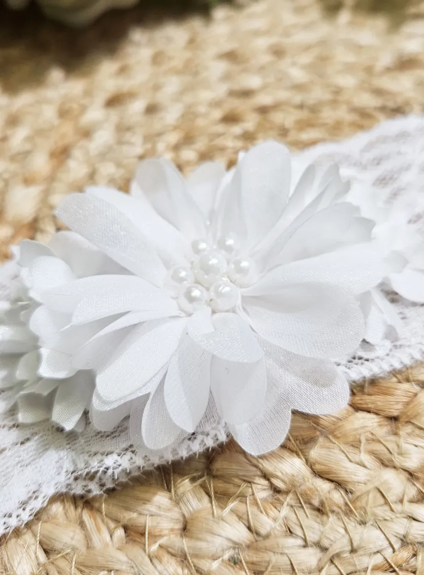 Bandeau trio de Fleurs et dentelle