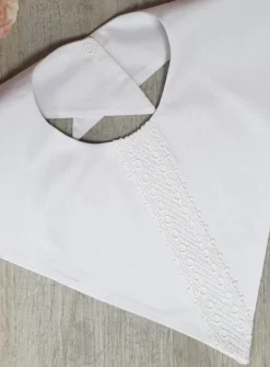 Bavoir baptême triangle vintage Yanis Blanc