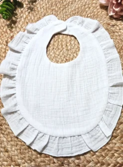 Bavoir bébé coton de gaze blanc - Personnalisable