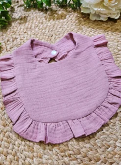 Bavoir bébé en coton de gaze et froufrou - Personnalisable