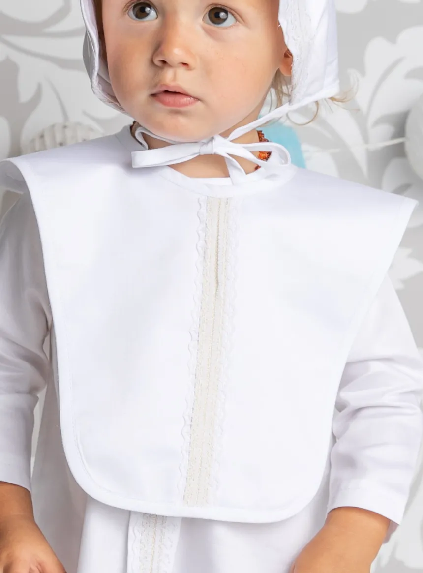 Bavoir bébé long dentelle dorée Joseph Blanc