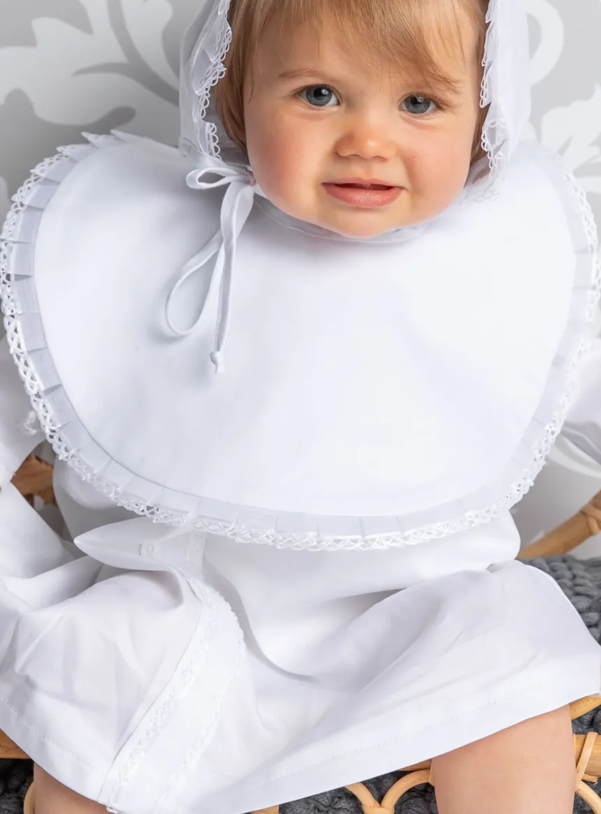Bavoir bébé rond et organza Ellie Blanc
