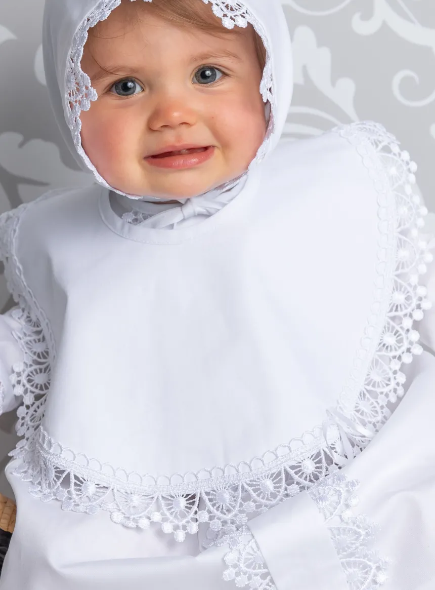 Bavoir bébé vintage dentelle Iris Blanc