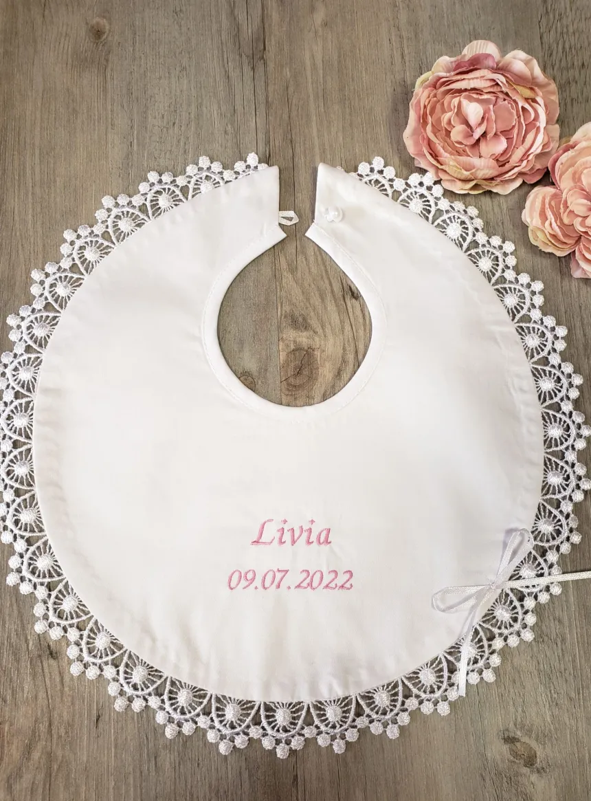 Bavoir bébé vintage dentelle Iris Blanc