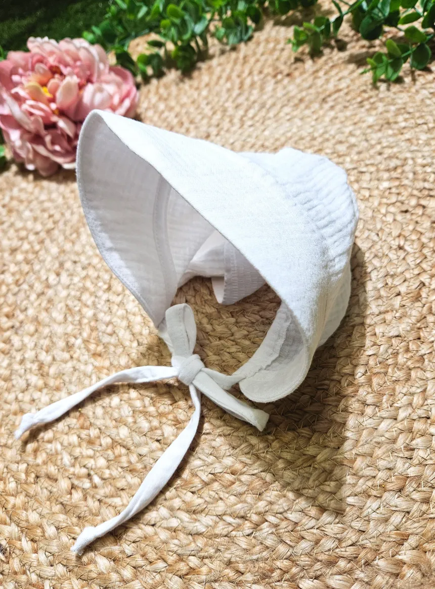 Béguin coton de gaze blanc