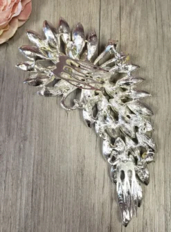 Bijou de tête pour chignon ou coiffure strass large Gris argent