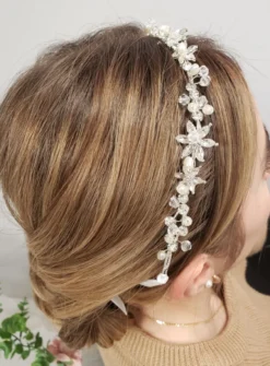 Bijou de tête strass et perles Gris argent