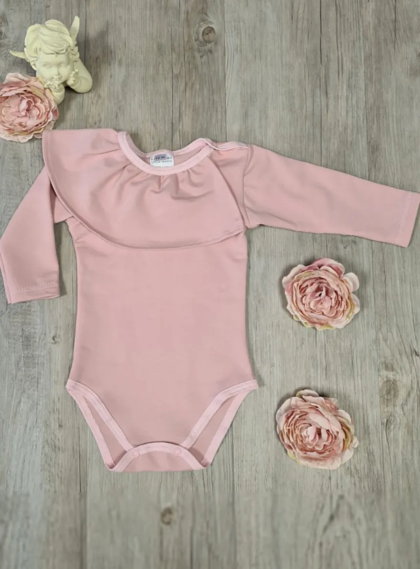 Body fille col volant manches longues