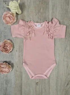 Body fille froufrou manches courtes