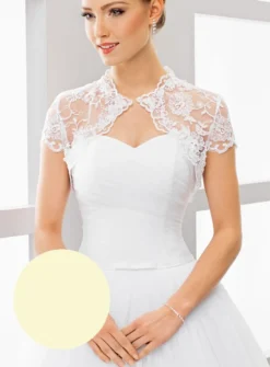 Boléro court mariée brodé manches courtes
