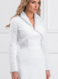 Boléro de mariage pour femme fleurs en fausse fourrure