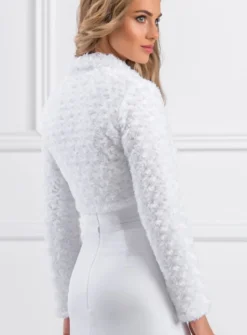 Boléro de mariage pour femme fleurs en fausse fourrure