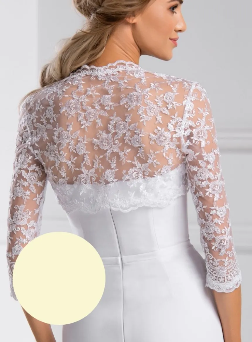 Boléro dentelle brodée manches 3/4 femme