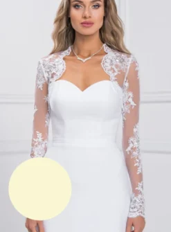 Boléro dentelle broderie perles manches longues