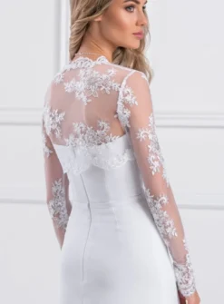 Boléro dentelle broderie perles manches longues
