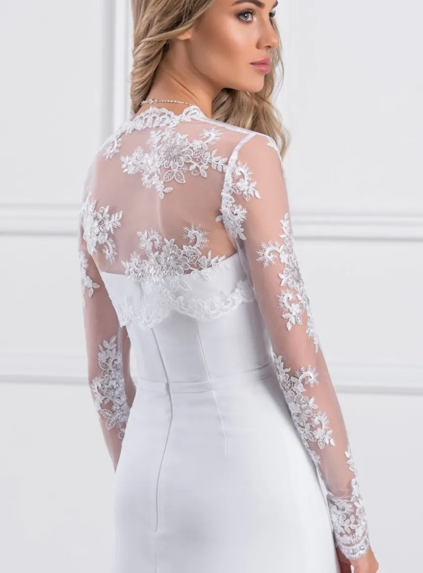 Boléro dentelle broderie perles manches longues
