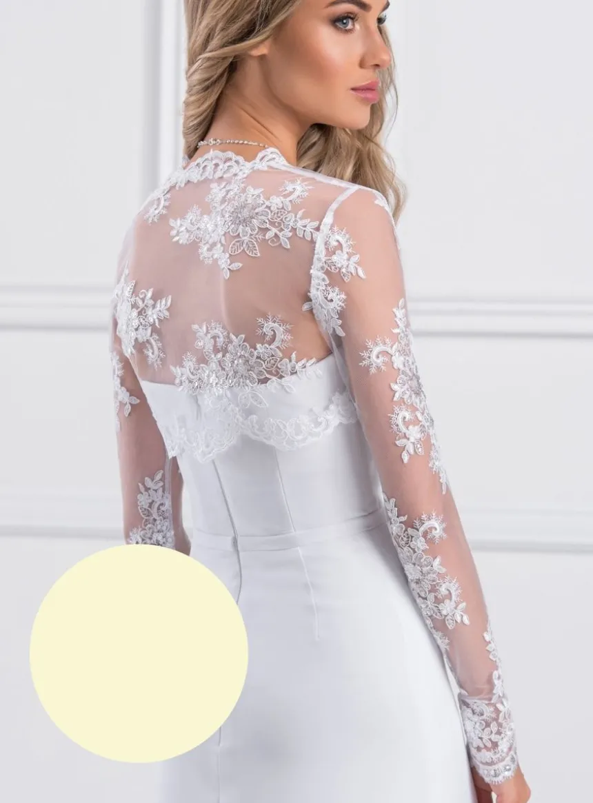 Boléro dentelle broderie perles manches longues