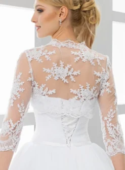 Boléro dentelle femme perlée manches 3/4