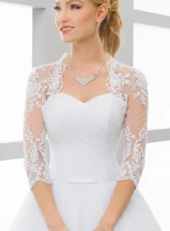 Boléro dentelle femme perlée manches 3/4