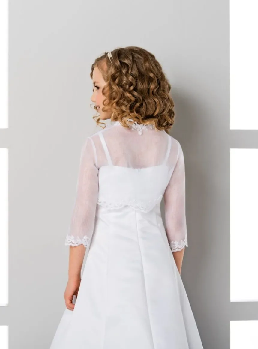 Boléro enfant court organza et dentelle