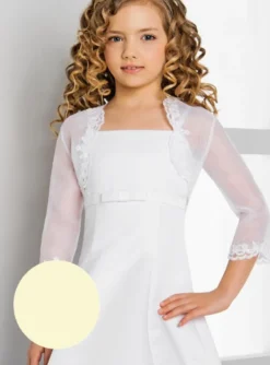Boléro enfant court organza et dentelle