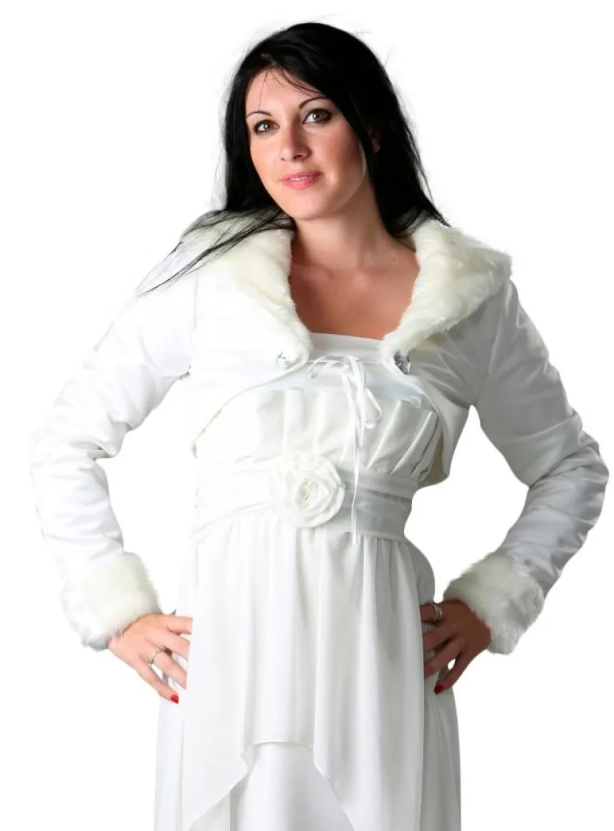 Boléro fausse fourrure et satin mariage
