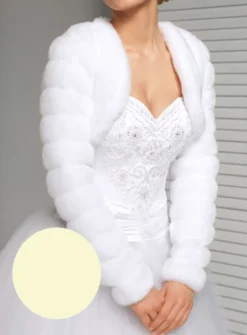 Boléro fausse fourrure femme court manches longues