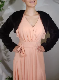 Boléro fausse fourrure noir femme – Manches longues