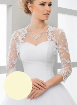 Boléro femme brodé et dentelle manches 3/4