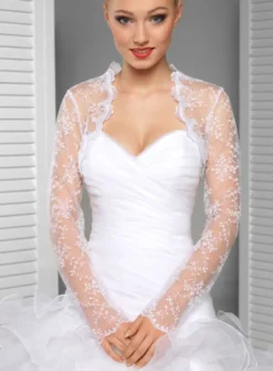Boléro femme dentelle court manches longues