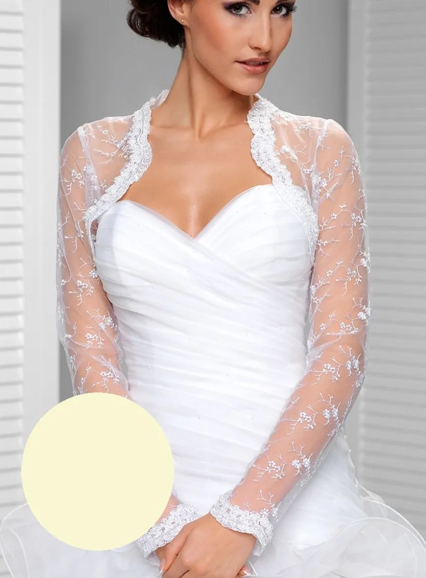 Boléro femme dentelle et broderie manches longues