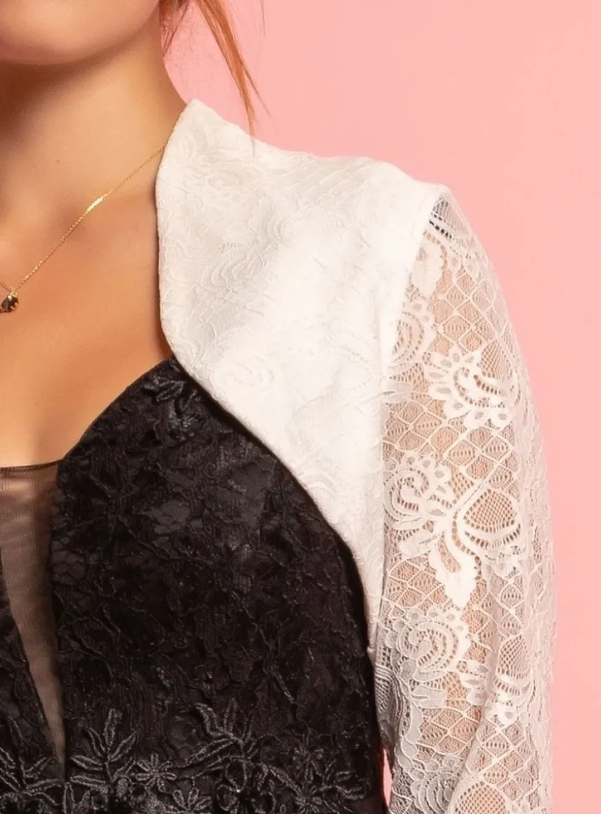 Boléro femme dentelle manches longues