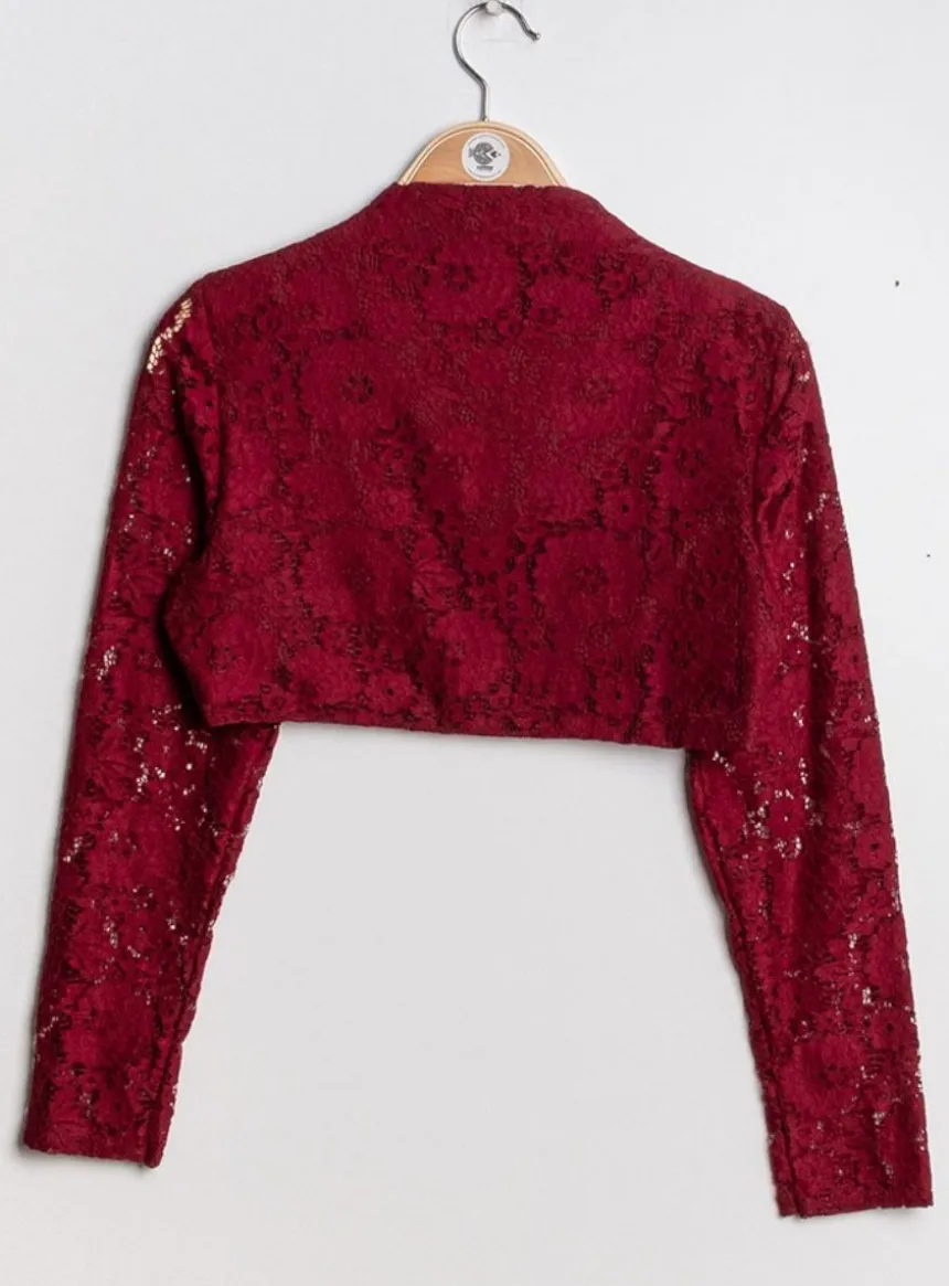 Boléro femme dentelle manches longues